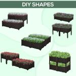 Conjunto de 4 Floreiras Quadradas Floreiras para Flores e Vegetais com Orifícios de Drenagem e Pés Altos 80x40x26 - 44 cm Marrom