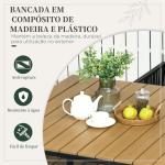 Conjunto de Jardim de Vime Sintético 5 Peças com Mesa Quadrada e 4 Cadeiras Almofadas Preto e Madeira
