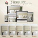 Cabeceira de Cama 140 cm Altura Ajustável em 3 Níveis 106/116/126 cm Estofada em Linho Bege