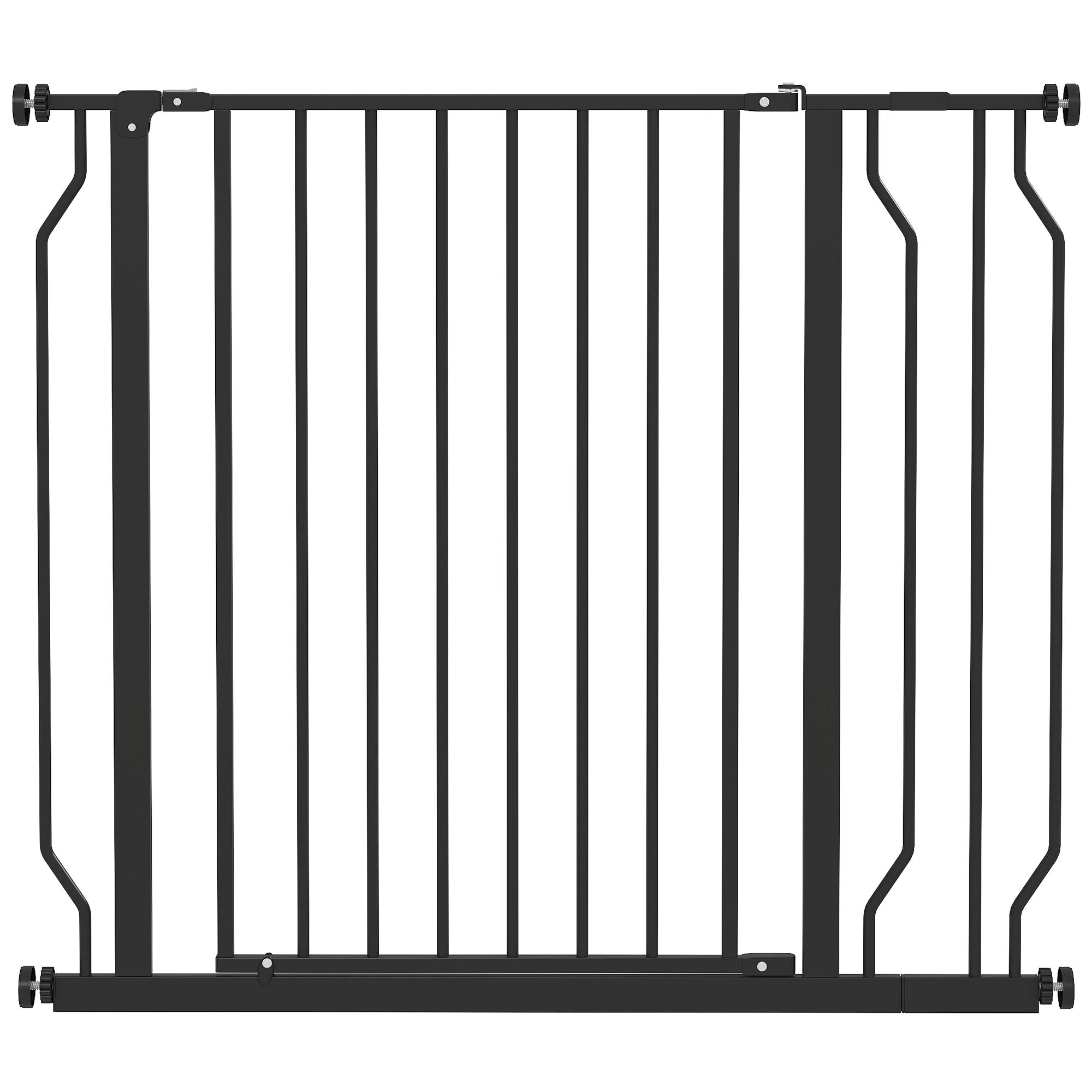 Barreira de Segurança para Cães Extensível para Escadas e Portas 75 - 95 cm com 1 Extensão e 10 cm Altura 76 cm Preto