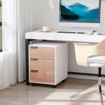 Bloco de Gavetas para Escritório Móvel de Escritório Bloco de Gavetas com 3 Gavetas e 4 Rodas 40x50x57,5 cm Madeira e Branco