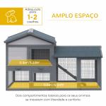 Casa para Coelhos de Madeira Coelheira para Exterior com Bandeja Removível 147x54x84cm Cinza