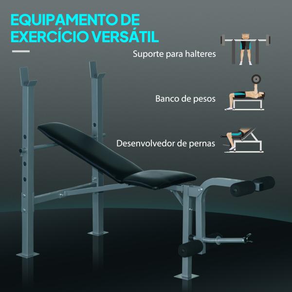 Banco de Musculação máquina de fitness com encosto ajustável 165x68x114cm Preto