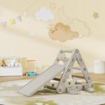 Triângulo de Escalada para Crianças de 18 - 48 Meses com Escorrega e Rampa 130x80x69 cm Cinza e Branco