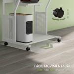 Secretária para Computador com Rodas, Bandeja para Teclado, Suporte para CPU e Prateleiras 80x50x130 cm Branco