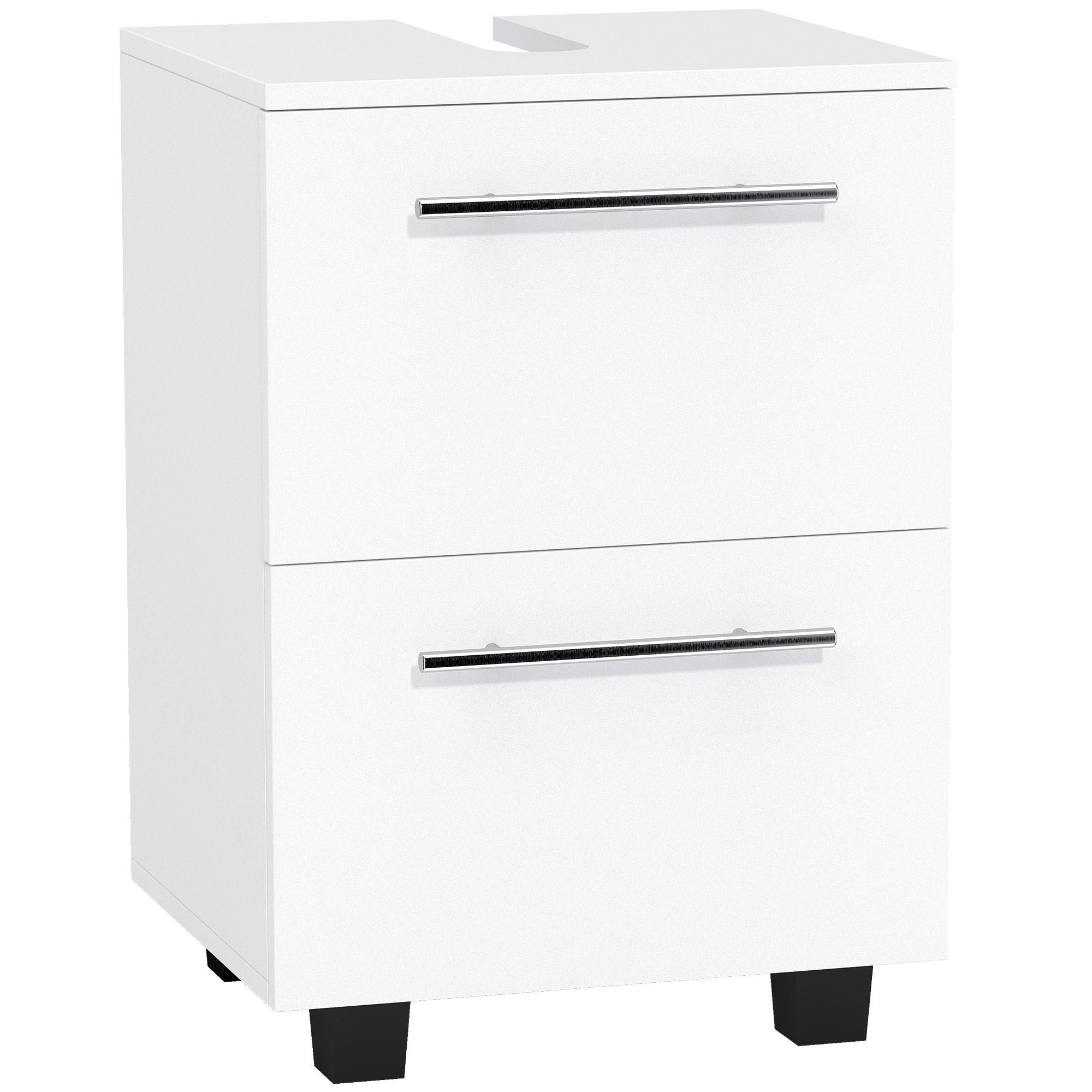 Móvel Sob Lavatório com Gaveta e Armário com Porta Corte em U para Lavatório sem Pedestal 41,5x35,5x59 cm Branco