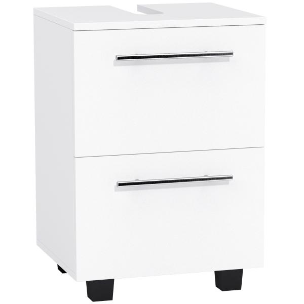 Móvel Sob Lavatório com Gaveta e Armário com Porta Corte em U para Lavatório sem Pedestal 41,5x35,5x59 cm Branco
