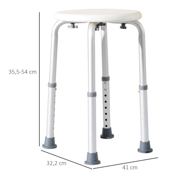 Banco de Duche Banco de Segurança para Duche com Altura Ajustável 32,2x41x35,5 - 54cm Branco