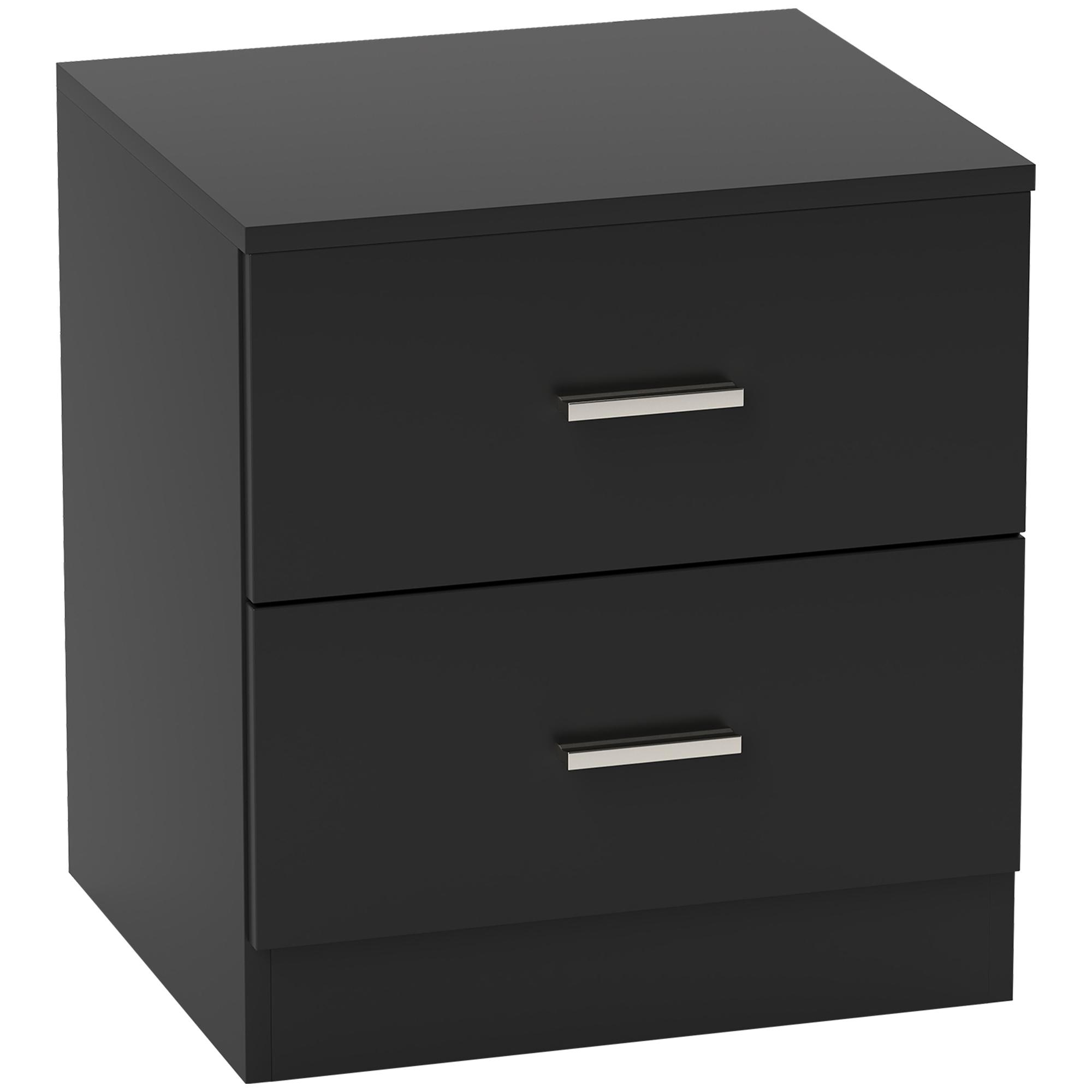 Mesa de Cabeceira Moderna com 2 Gavetas para Sala Quarto Capacidade 30 kg 45x39,5x49 cm Preto