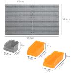 Prateleira de Parede Organizador de Ferramentas com 28 Caixas Empilháveis ​​e Ganchos 95,5x22,5x53,5 cm Cinza e Laranja