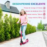 Trotinete Elétrica Dobrável para Crianças 120 W Autonomia 6 km e Máximo 10 km/h com Travão Luzes LED 74x52x83 - 87 cm Vermelho