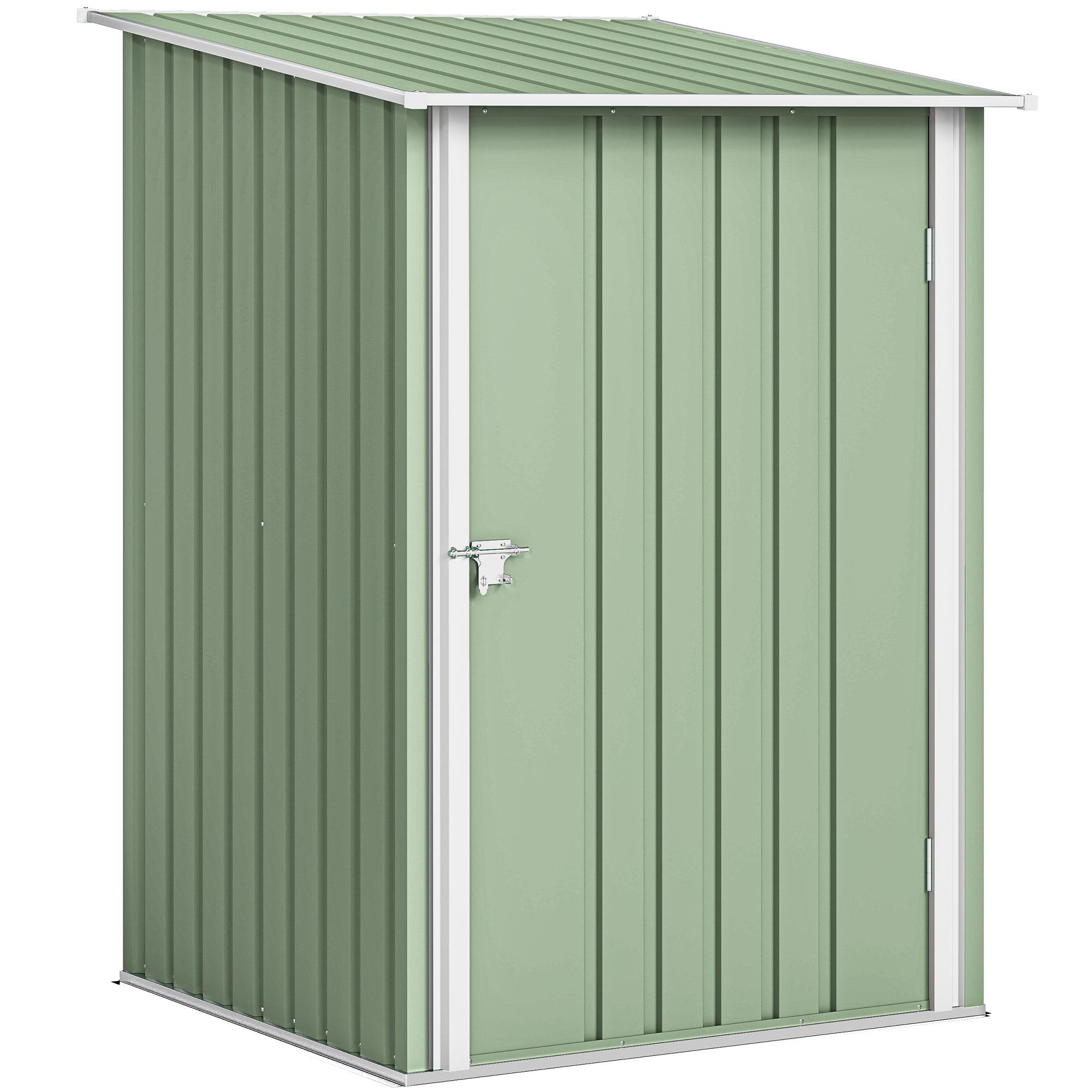 Abrigo de Jardim Metálico 0,92 m² 100x103x160 cm com 1 Porta e Fecho para Armazenamento Ferramentas Verde Claro