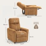 Poltrona Relax Reclinável Manual Estofada em Veludo com Apoio para Pés 73x86x100 cm Marrom