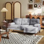 Sofá de Canto com Chaise Longue em Forma de L Estofado em Poliéster para Sala Capacidade 250 kg 215x142x88 cm Cinza