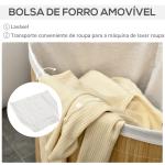 Cesto de Roupa de Bambu Capacidade de 55L Cesto para Roupa Suja com Tampa e Bolsa Amovível 38x38x57cm Madeira