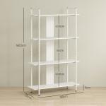 Estante de 4 Níveis Estante para Livros com Painel Perfurado e Estrutura Metálica 100x35x160,5 cm Branco