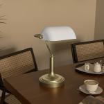 Candeeiro de Mesa Banqueiro Candeeiro de Mesa Vintage E27 com Ecrã Orientável a 45° 26,8x22x39,5 cm Branco