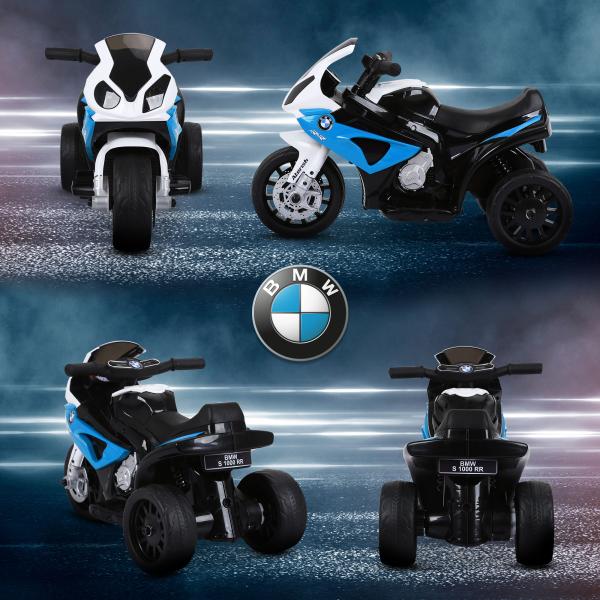 Mota Elétrica BMW para Crianças 6V com Faróis Música e Velocidade Máx. de 2,5 km/h 66x37x44 cm Azul