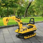 Escavadora sem Pedais com Braço Móvil Carro Andador com Assento de Armazenamento Pá Dianteira e Buzina 78x24x58,5 cm Amarelo