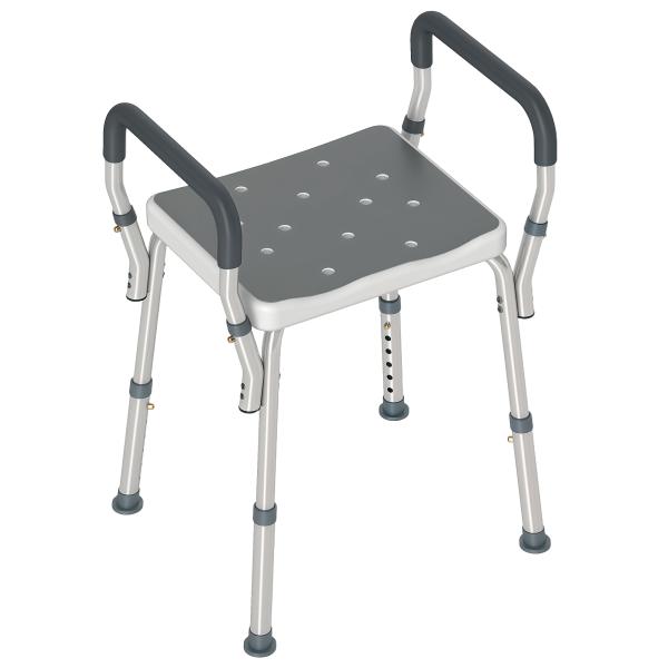 Banco de Duche com Altura Ajustável Banco de Duche de Alumínio Antiderrapante para Idosos e Descapacitados 52x45x57 - 69 cm Cinza