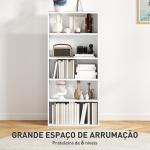 Estante de 5 Níveis Estante para Livros com 2 Prateleiras Ajustáveis para Sala de Estar Escritório Quarto 60x24x133,5 cm Branco