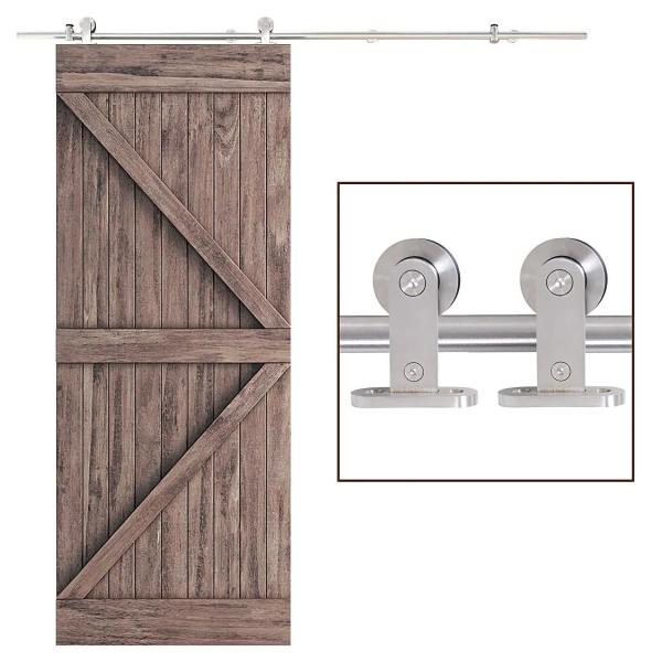Ferragens para Porta Corredeira Kit de Acessórios para Porta Corredeira com Trilho de Aço Inoxidável Ø2,5x200cm Prata