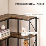 Estante de Canto com 7 Níveis, Estilo Industrial, para Quarto, Sala ou Escritório, 60x60x198 cm, Castanho Rústico