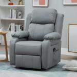 Poltrona Relax Levanta Pessoas com Controle Remoto Reclinação Elétrica de 160° Apoio para os Pés Encosto Estofado em PU e Bolsos Laterais 76x90x105 cm Cinza