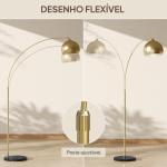 Candeeiro de Pé em Forma de Arco com Altura e Comprimento Ajustáveis com Interruptor de Pé 110 - 115x30x170 - 180 cm Dourado e Preto
