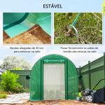 Estufa Tipo Túnel 447x200x198 cm com Paredes Laterais Enroláveis Cobertura Extra 8 Janelas de Malha e 2 Portas Verde