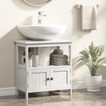 Móvel para Lavatório Pousar com Armário de 2 Portas Estante Aberto e Estante Ajustável Interior 60x30x60 cm Branco