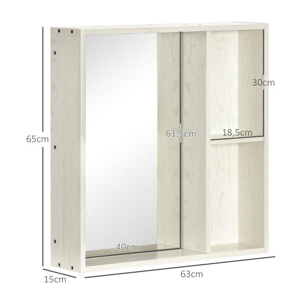Armário de Casa de Banho com Espelho Móvel para Casa de Banho Estilo Moderno 63x15x65 cm Branco