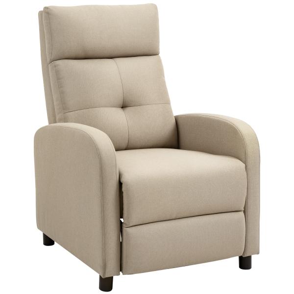 Poltrona Relax Reclinável até 155° Poltrona Reclinável Manual para Pessoas com Altura Inferior 195 cm 67x87x98 cm Bege