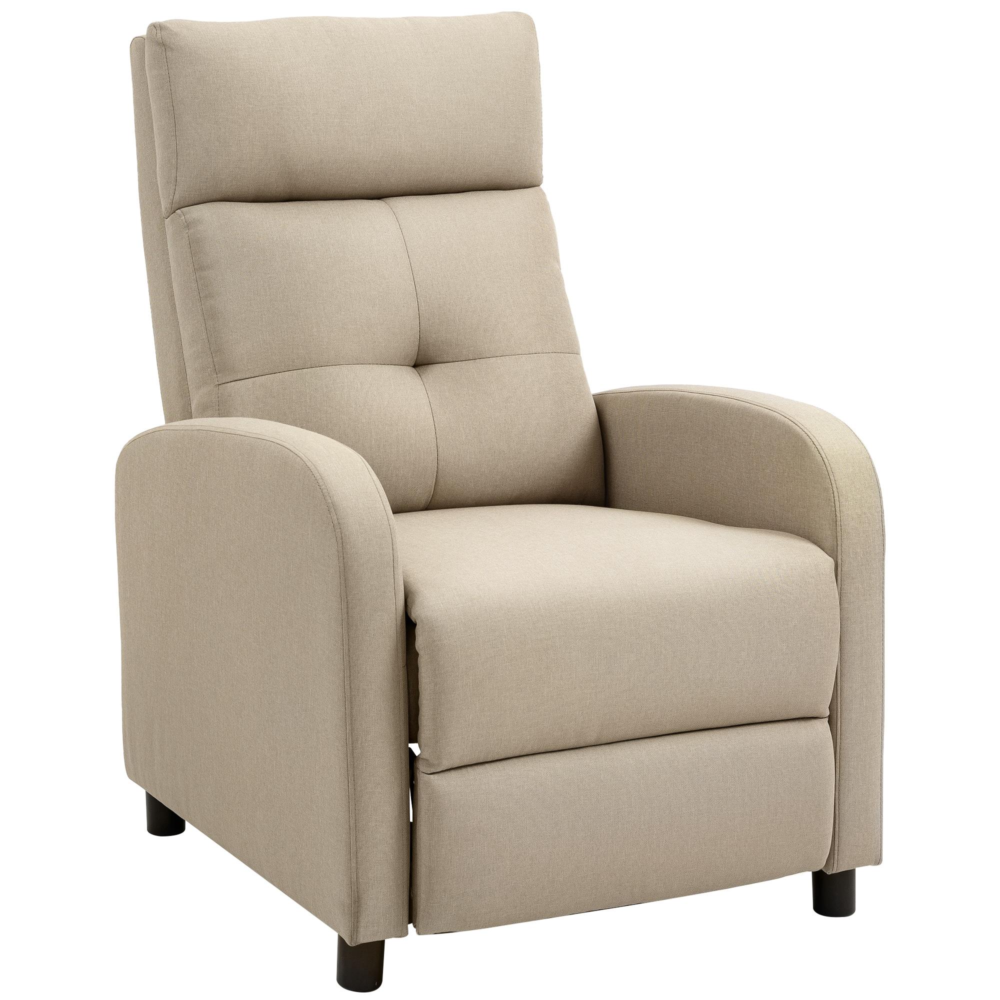 Poltrona Relax Reclinável até 155° Poltrona Reclinável Manual para Pessoas com Altura Inferior 195 cm 67x87x98 cm Bege