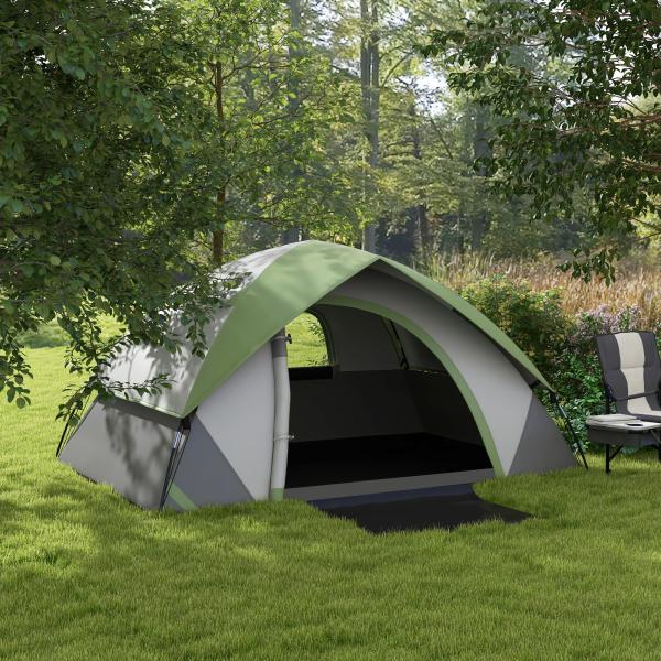 Tenda de Campismo Dobrável para 1 - 2 Pessoas com Janela e Bolsa de Transporte Impermeável 3000 mm 210x110x150 cm Verde