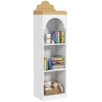 Estante para Livros Infantil de 3 Niveis Estante de Livros para Escola Infantil Dormitório 40x30x139,5 cm Branco e Madeira