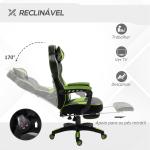 Cadeira de escritorio gaming ergonômica Altura Ajustável reclinável com apoio para pés Verde e Preto