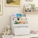 Estante de Brinquedos com 3 Compartimentos Gaveta com Rodas para Quarto Sala de Jogos 62,5x30x70 cm Branco