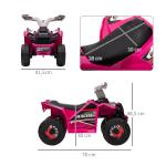 Quadriciclo Elétrico para Crianças Veículo Elétrico a Bateria de 6V com Velocidade de 2,5 km/h 70x41,5x48,5 cm Rosa
