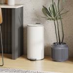Balde do Lixo para Cozinha com Pedal 30L Cubo de Lixo Metálico com Tampa de Fecho Suave e Balde Removível 36x30x60,5 cm Creme