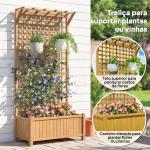 Floreira com Treliça de Madeira Caixa de Plantio com Suporte para Plantas Trepadeiras 90x45x183cm Madeira