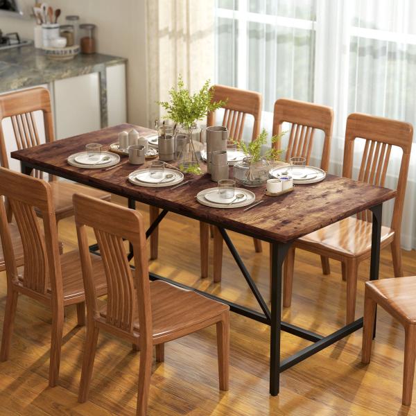 Mesa de Refeição Retangular para 6 - 8 Pessoas Mesa de Cozinha Industrial com Pés de Metal 180x80x75,5 cm Castanho Rústico