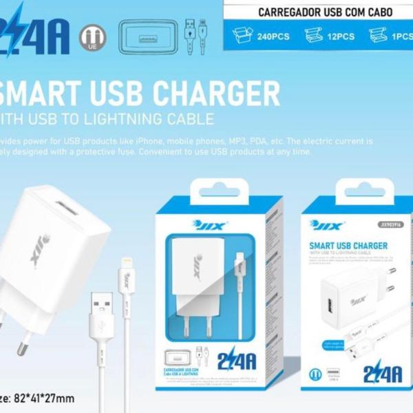 Carregador USB 2.4A com Cabo USB