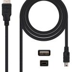 Cabo USB A Macho - Mini - USB B Macho Preto (50cm) - Nanocable