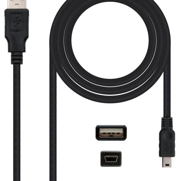 Cabo USB A Macho - Mini - USB B Macho Preto (50cm) - Nanocable