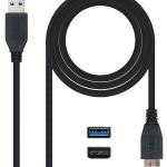 Cabo USB3.0 A Macho - Micro - USB B (9 Pinos) Macho Preto (1 metro) - Nanocable