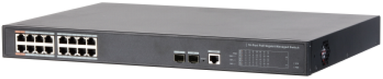 Switch de Rede 16 Portas Gigabit + 2 SFP UPLINK 240W 802.3AT - DAHUA
