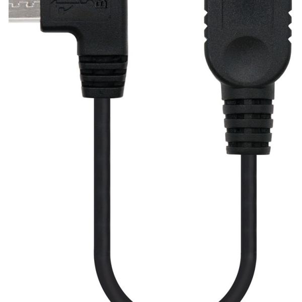 Cabo Adaptador OTG Micro - USB B Macho 90º - USB A Fêmea (15cm) - Nanocable