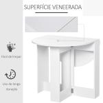 Mesa de Sala de Jantar Dobrável com 2 Laterais Mesa Auxiliar de Madeira para Cozinha Sala de Estar 104x76x73,7 cm Branca