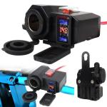 Tomada de Isqueiro 12V + 2x USB + Voltímetro p/ Guiador Bicicletas e Motos (à Prova de Água)